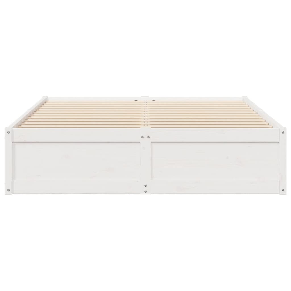 Bedframe massief grenenhout wit 140x190 cm