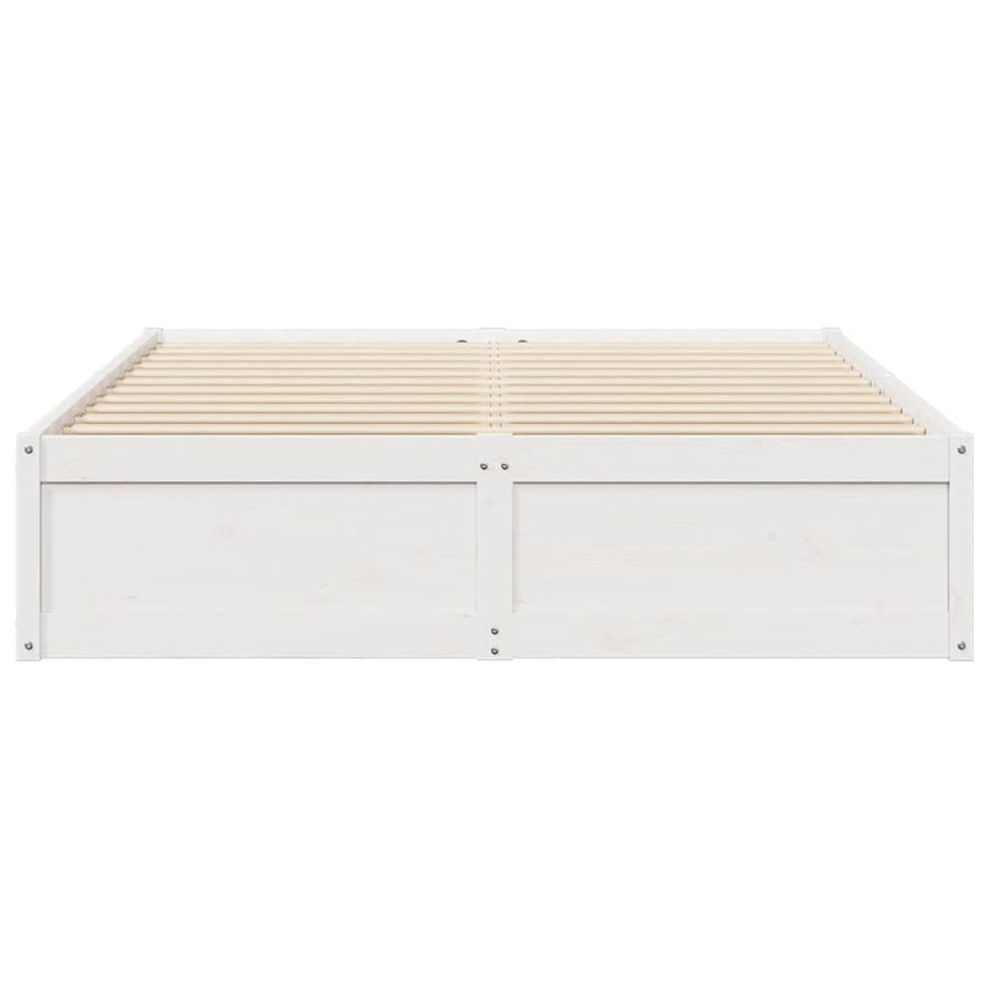 Bedframe massief grenenhout wit 140x190 cm