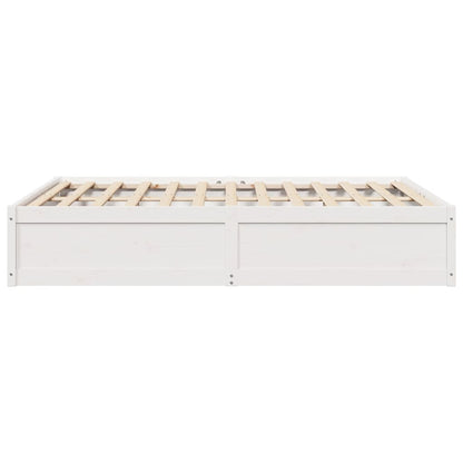 Bedframe massief grenenhout wit 140x190 cm