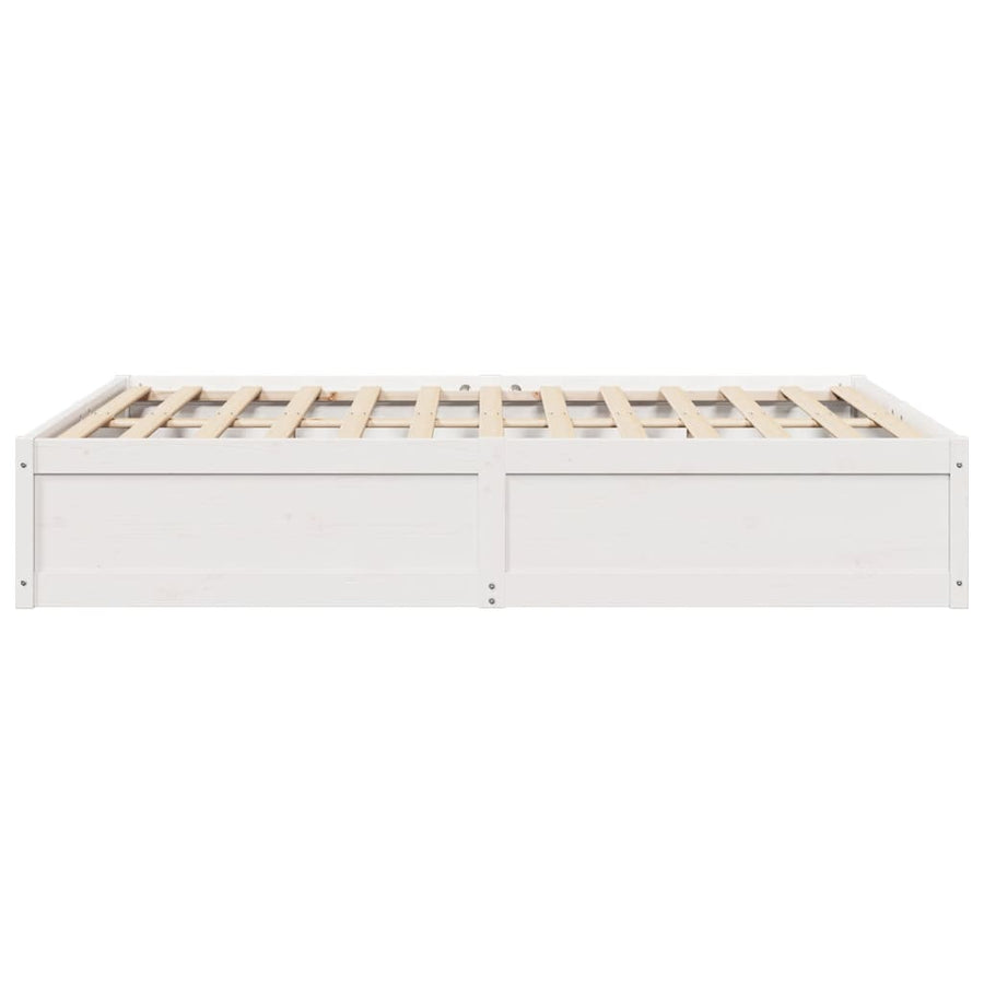 Bedframe massief grenenhout wit 140x190 cm