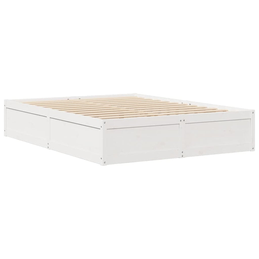 Bedframe massief grenenhout wit 140x190 cm