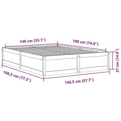 Bedframe massief grenenhout wasbruin 140x190 cm