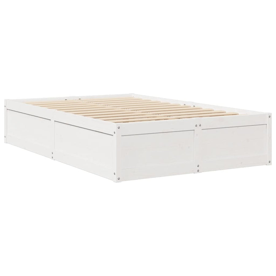 Bedframe massief grenenhout wit 135x190 cm