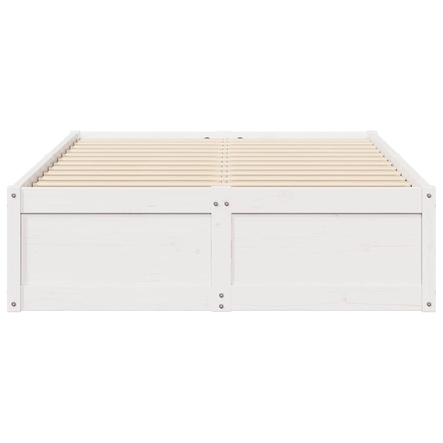Bedframe massief grenenhout wit 135x190 cm
