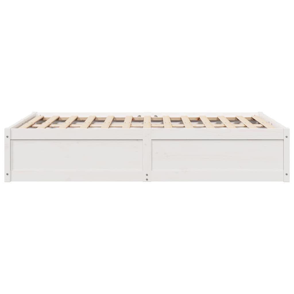 Bedframe massief grenenhout wit 135x190 cm