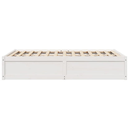Bedframe massief grenenhout wit 135x190 cm