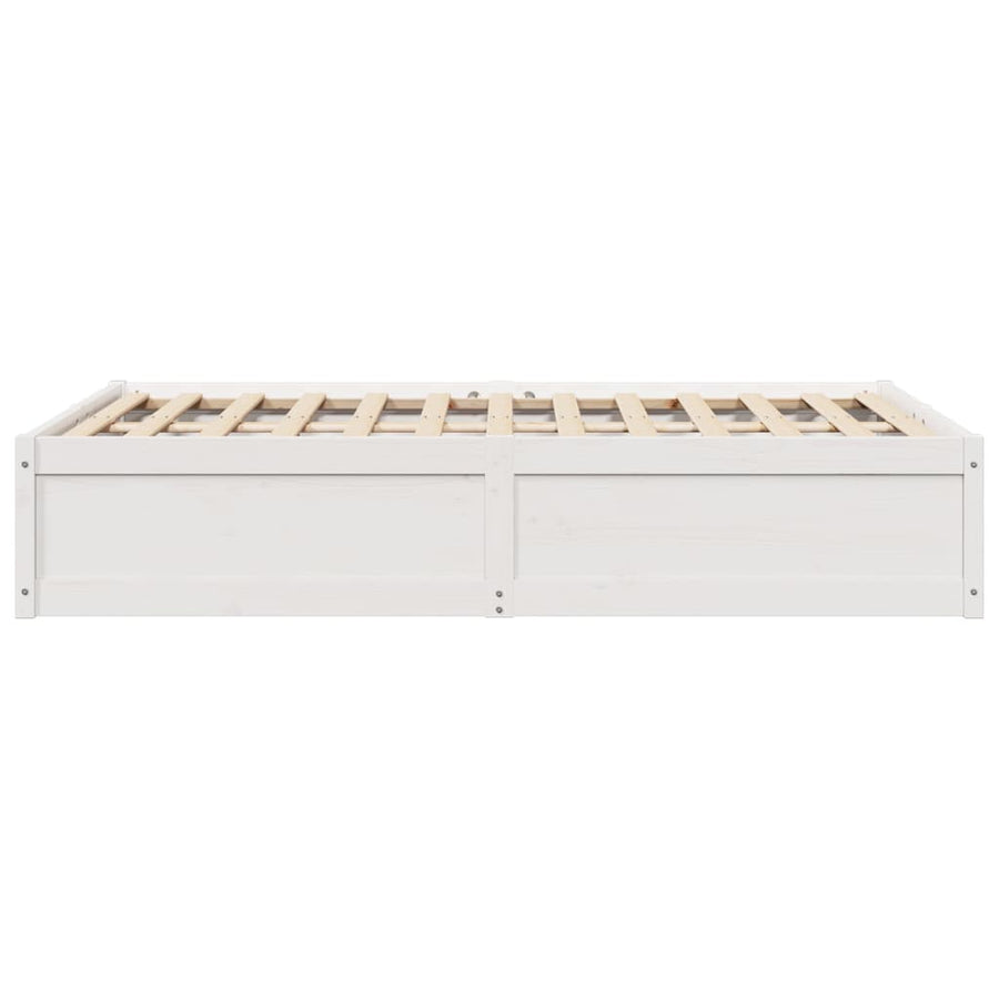 Bedframe massief grenenhout wit 135x190 cm