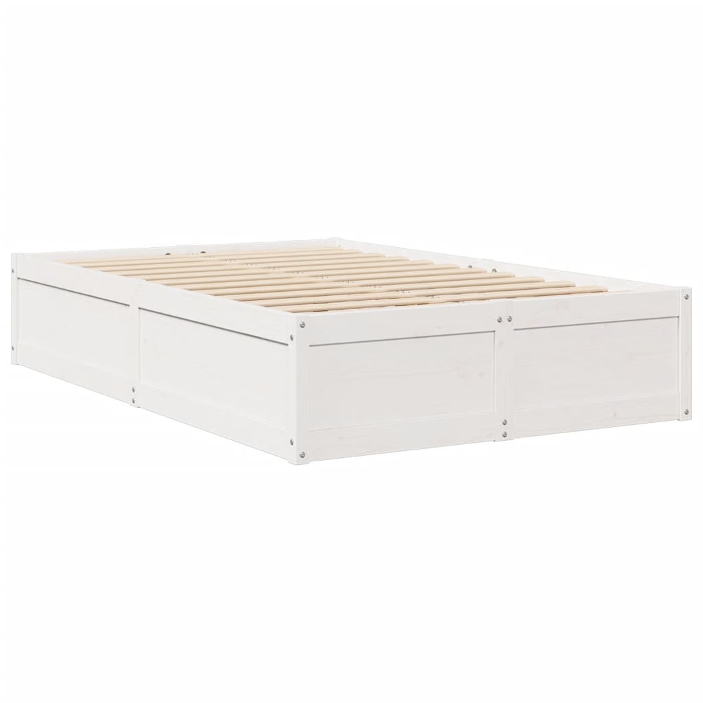 Bedframe massief grenenhout wit 135x190 cm