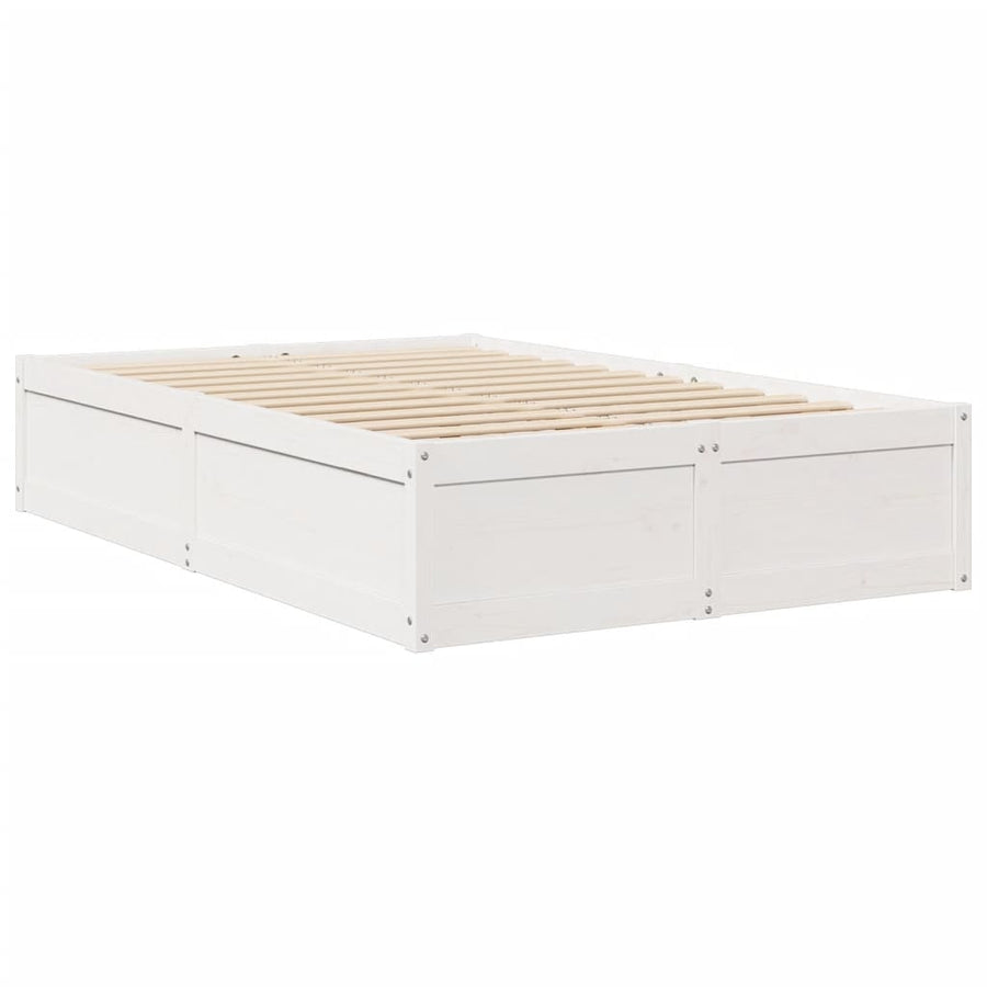 Bedframe massief grenenhout wit 135x190 cm