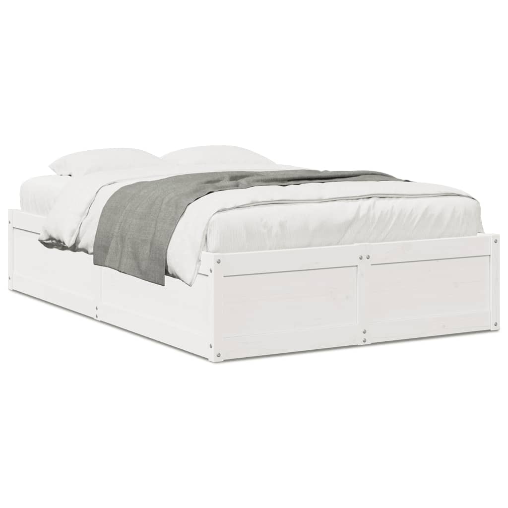 Bedframe massief grenenhout wit 135x190 cm