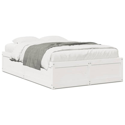 Bedframe massief grenenhout wit 135x190 cm