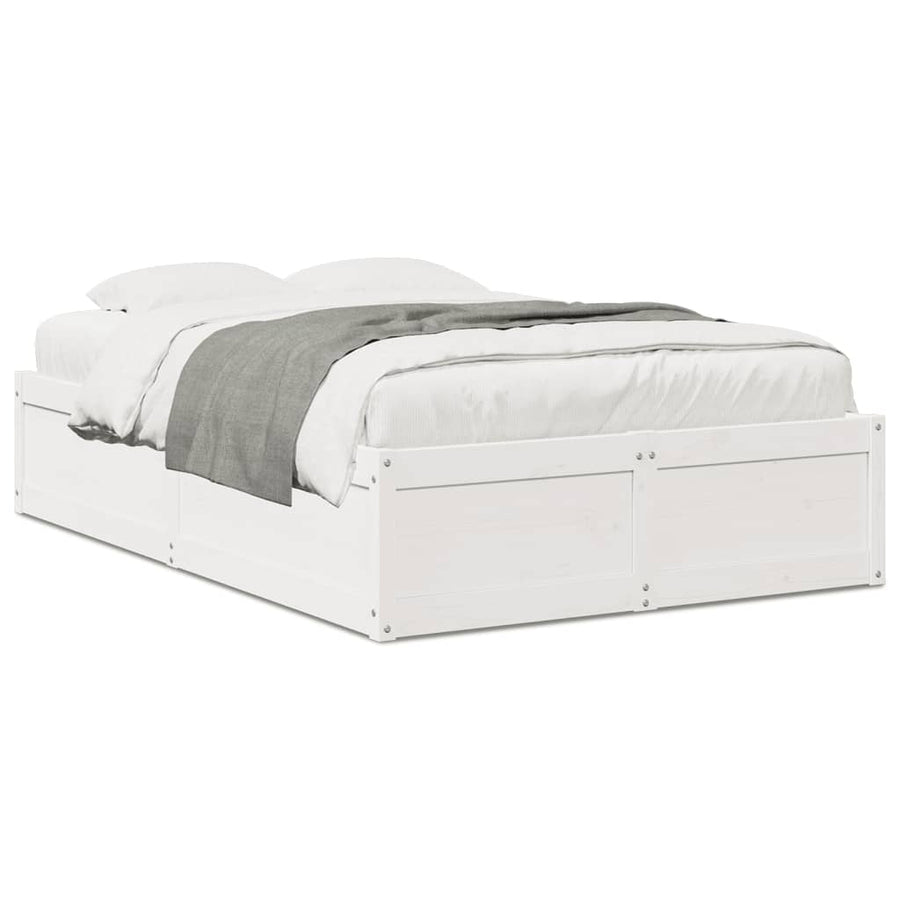 Bedframe massief grenenhout wit 135x190 cm