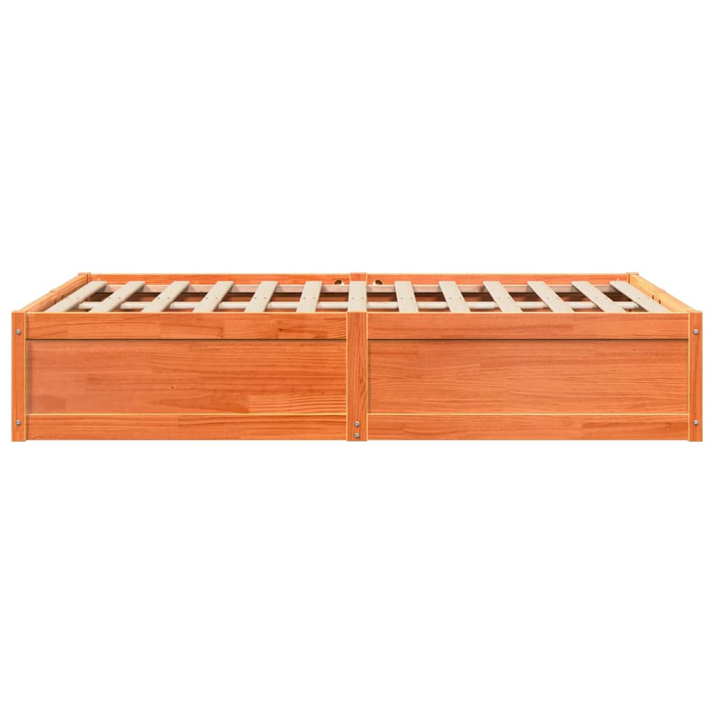 Bedframe massief grenenhout wasbruin 120x190 cm