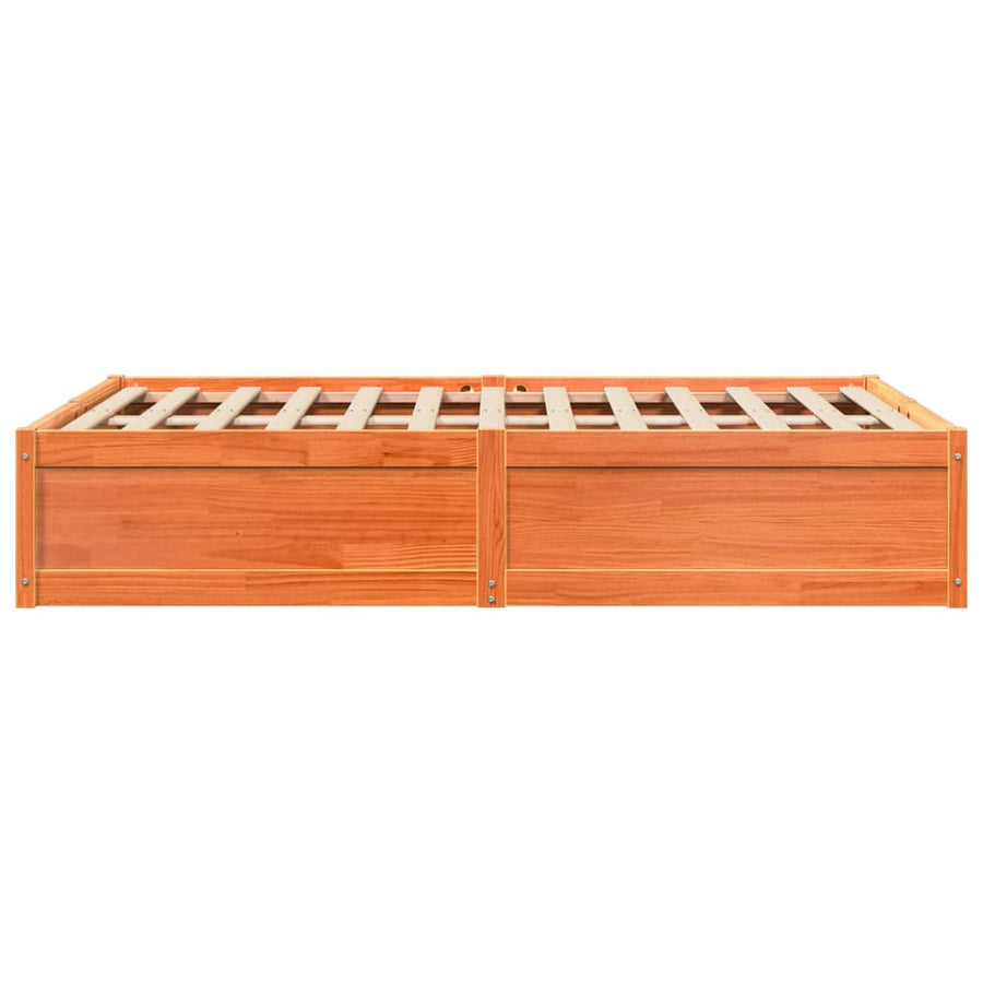 Bedframe massief grenenhout wasbruin 120x190 cm