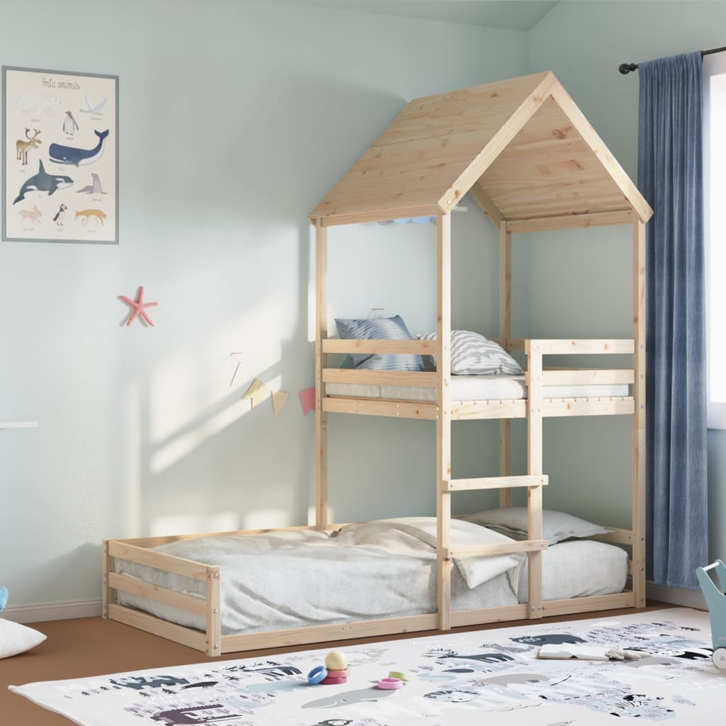 Kinderbedhuis massief grenenhout 90x200 cm