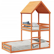 Kinderbed huisje massief grenenhout wasbruin 80x200 cm