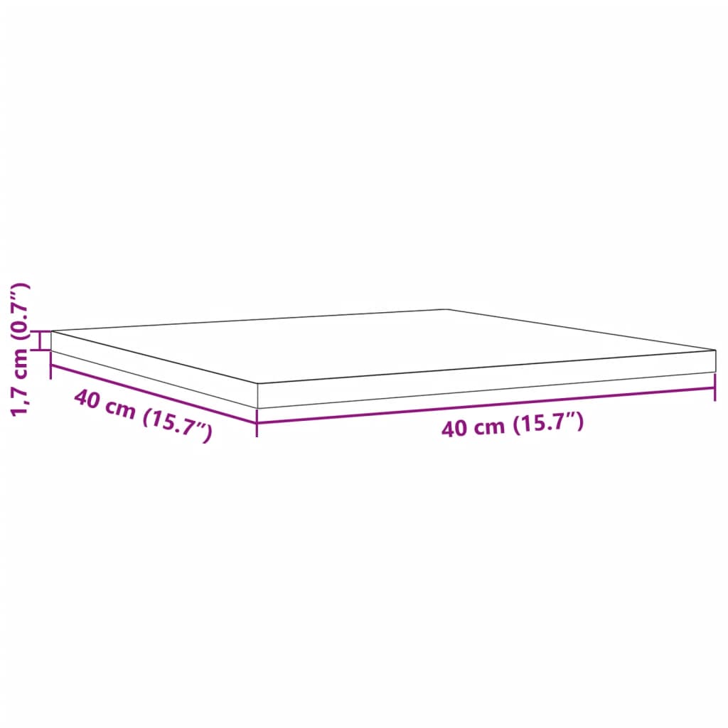 Tafelblad vierkant 40x40x1,7 cm massief grenenhout