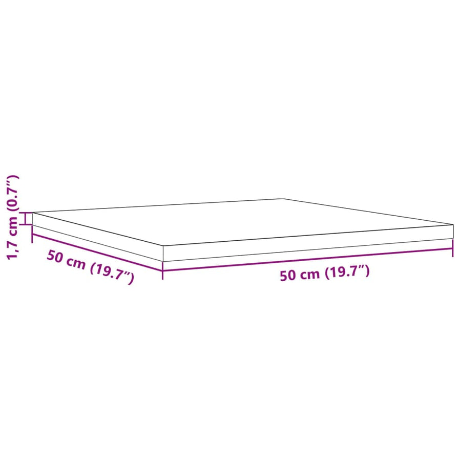 Tafelblad vierkant 50x50x1,7 cm massief grenenhout
