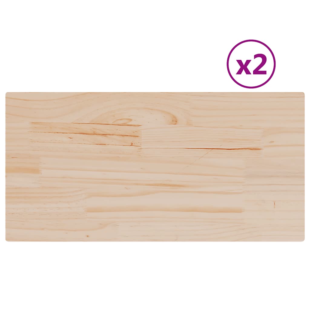 Tafelbladen 2 st rechthoekig 70x35x1,7 cm massief grenenhout