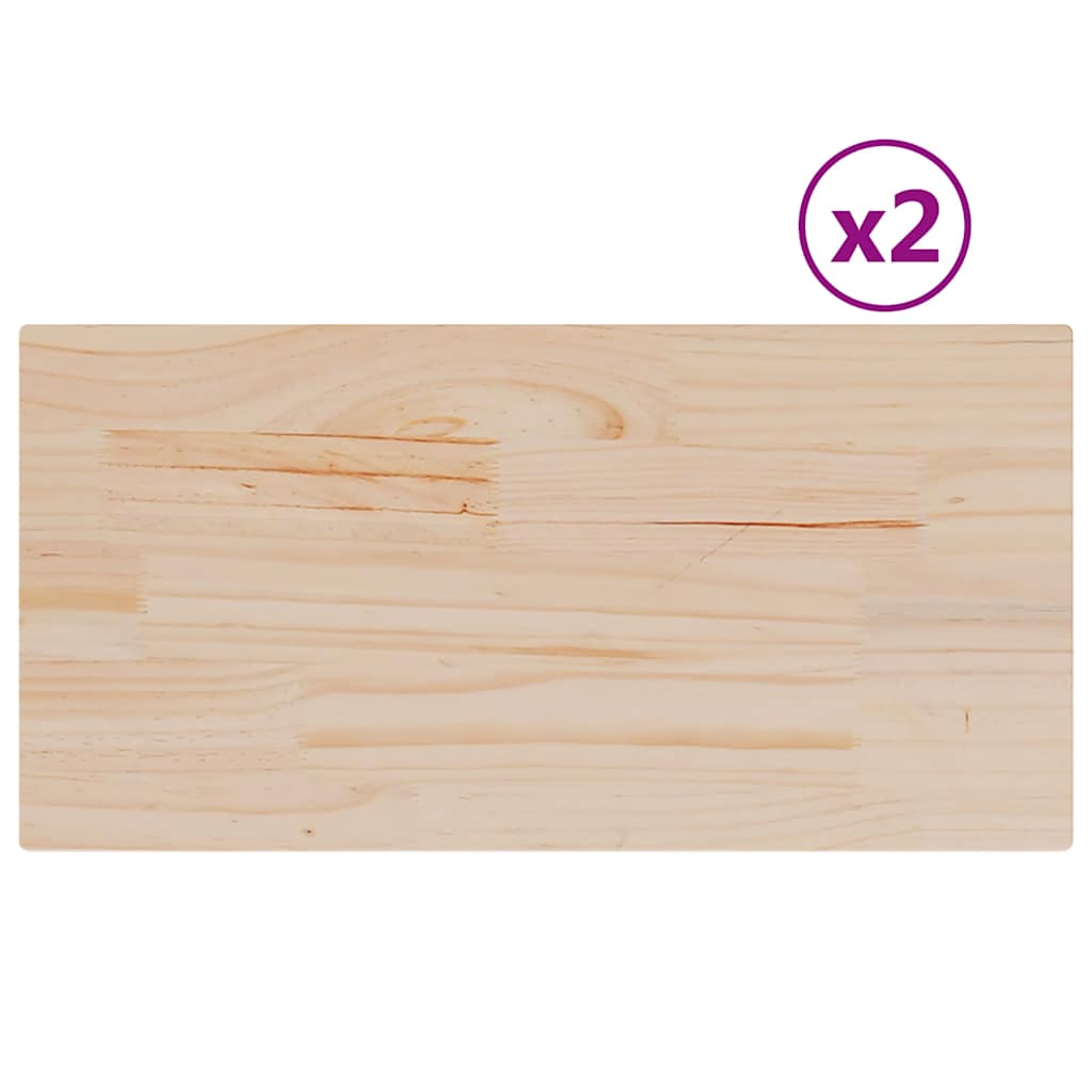 Tafelbladen 2 st rechthoekig 60x30x2,5 cm massief grenenhout