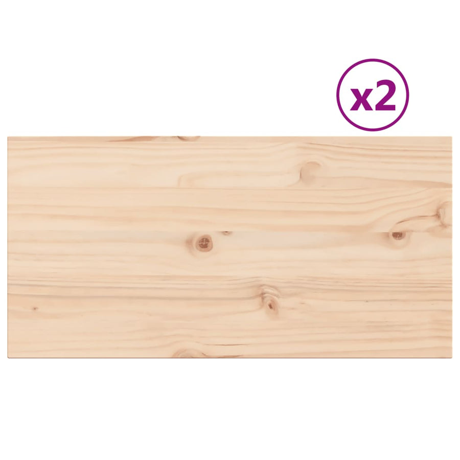 Tafelbladen 2 st rechthoekig 80x40x2,5 cm massief grenenhout