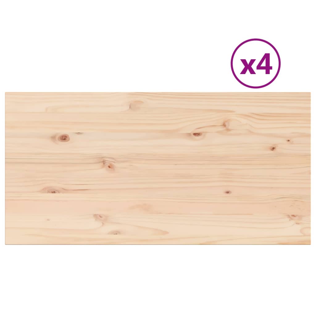 Tafelbladen 4 st rechthoekig 100x50x2,5 cm massief grenenhout
