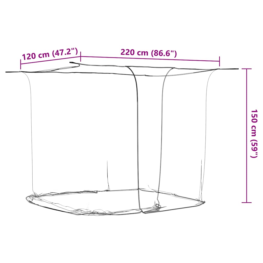 Hangende klamboe 156 gaas 220x120x150 cm wit