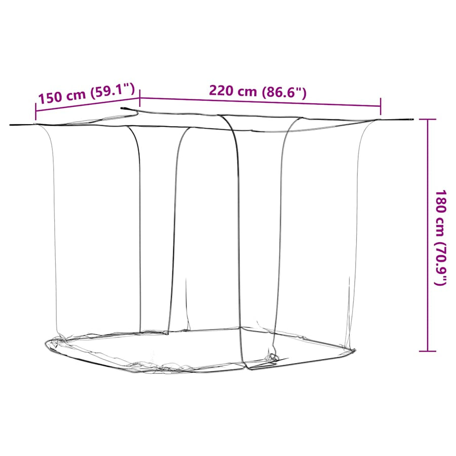 Hangende klamboe 156 gaas 220x150x180 cm wit