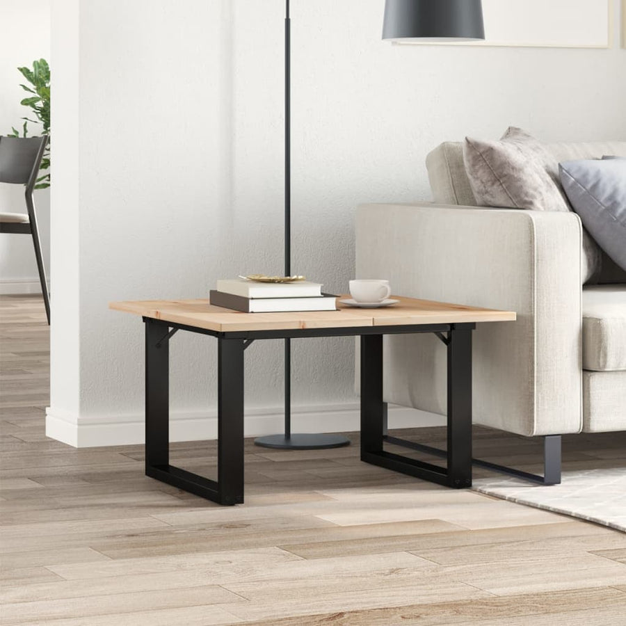 Salontafel O-frame 60x60x40 cm massief grenenhout en gietijzer