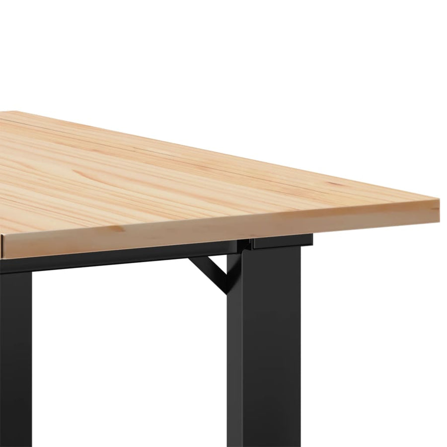 Salontafel O-frame 60x60x40 cm massief grenenhout en gietijzer