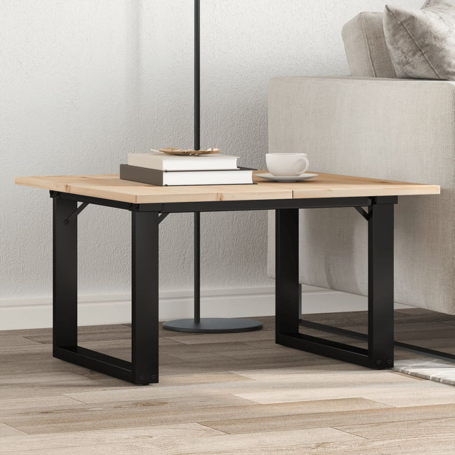 Salontafel O-frame 60x60x40 cm massief grenenhout en gietijzer