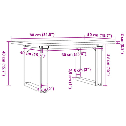 Salontafel O-frame 80x50x40 cm massief grenenhout en gietijzer