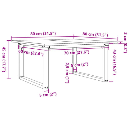Salontafel O-frame 80x80x45 cm massief grenenhout en gietijzer