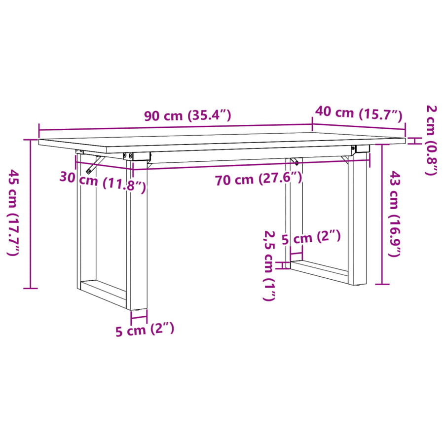 Salontafel O-frame 90x40x45 cm massief grenenhout en gietijzer