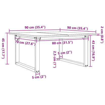 Salontafel O-frame 90x90x45 cm massief grenenhout en gietijzer