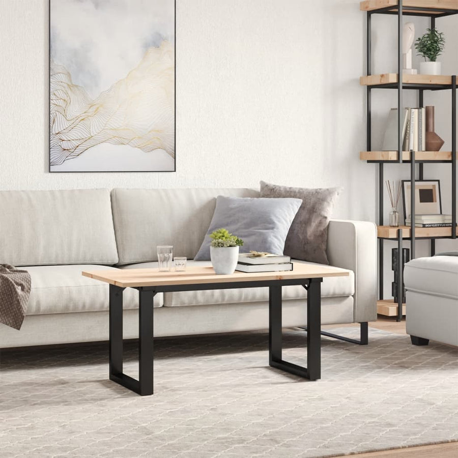 Salontafel O-frame 100x50x45 cm massief grenenhout en gietijzer
