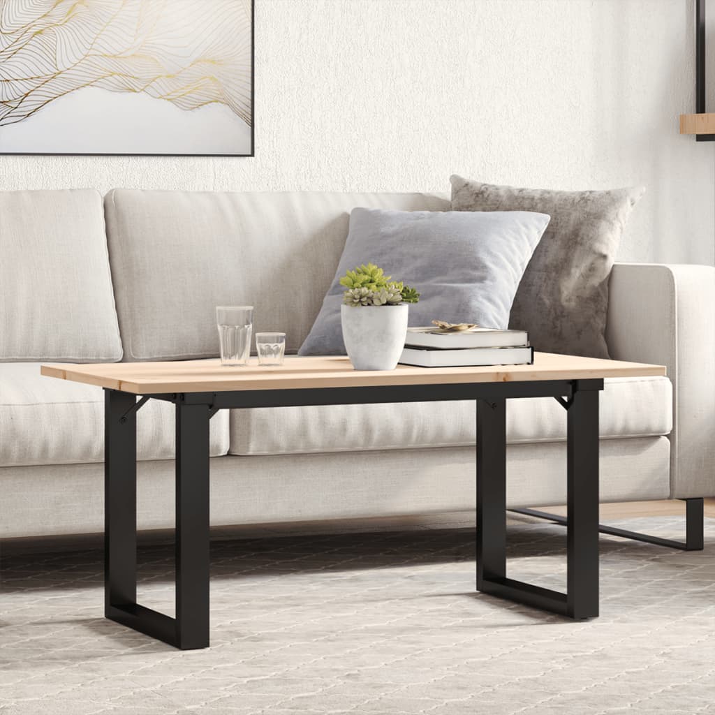 Salontafel O-frame 100x50x45 cm massief grenenhout en gietijzer