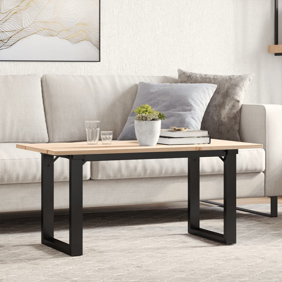 Salontafel O-frame 100x50x45 cm massief grenenhout en gietijzer