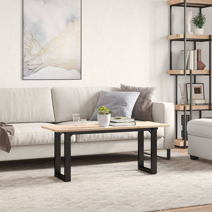 Salontafel O-frame 110x40x45 cm massief grenenhout en gietijzer