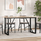 Eettafel 140x80x75 cm massief grenenhout staal