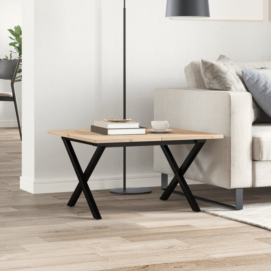 Salontafel X-frame 60x60x40 cm massief grenenhout en gietijzer
