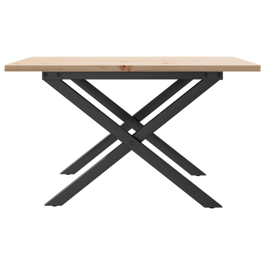 Salontafel X-frame 60x60x40 cm massief grenenhout en gietijzer