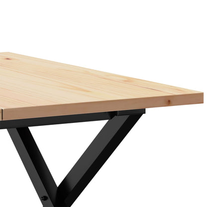 Salontafel X-frame 60x60x40 cm massief grenenhout en gietijzer