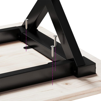 Salontafel X-frame 60x60x40 cm massief grenenhout en gietijzer