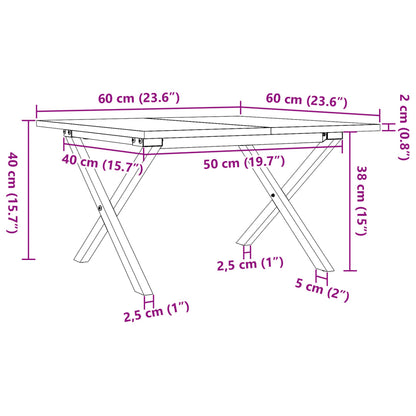 Salontafel X-frame 60x60x40 cm massief grenenhout en gietijzer