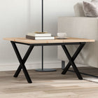 Salontafel 60x60x40 cm massief grenenhout gietijzer