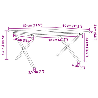 Salontafel X-frame 80x80x45 cm massief grenenhout en gietijzer
