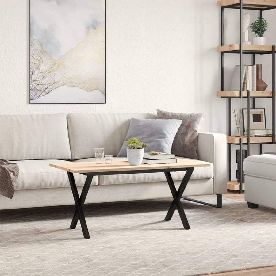 Salontafel X-frame 100x50x45 cm massief grenenhout en gietijzer