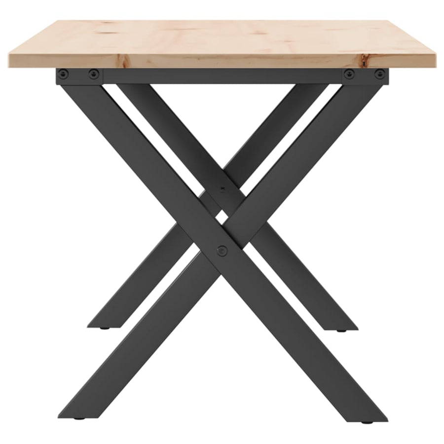 Salontafel X-frame 100x50x45 cm massief grenenhout en gietijzer