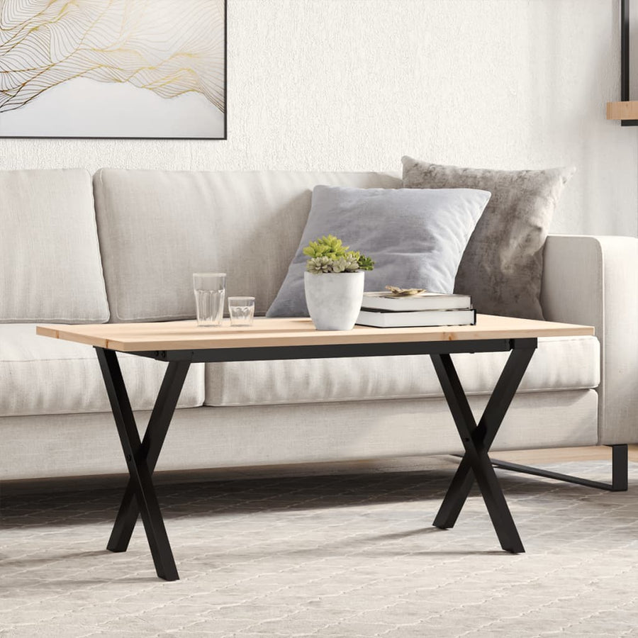 Salontafel X-frame 100x50x45 cm massief grenenhout en gietijzer